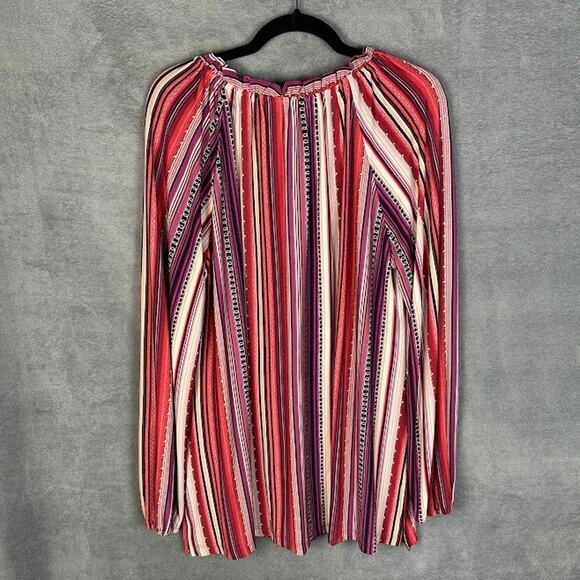Susan Graver Top Womens 1X Pink Striped Liquid Knit Long Sleeve Stretch Comfort - Picture 6 of 12